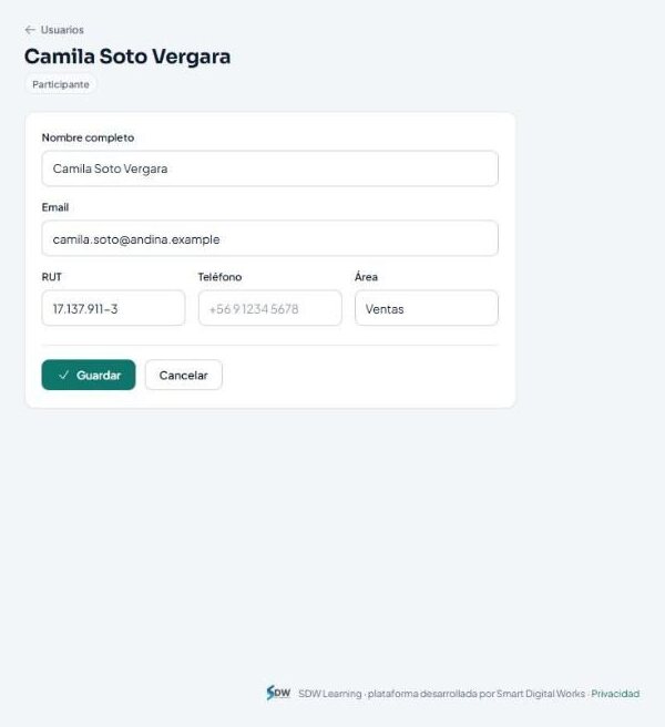 Edición de un usuario