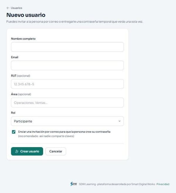 Formulario para crear un usuario