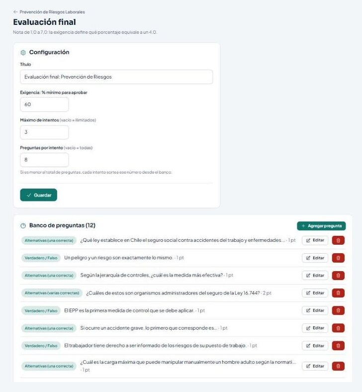 Evaluación final de un curso