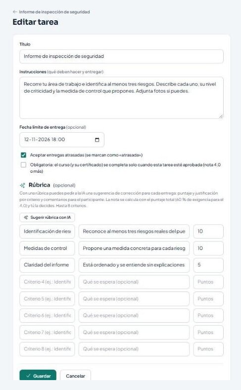 Rúbrica de una tarea